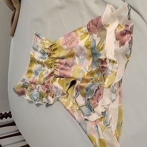 One shoulder floral chiffon dress